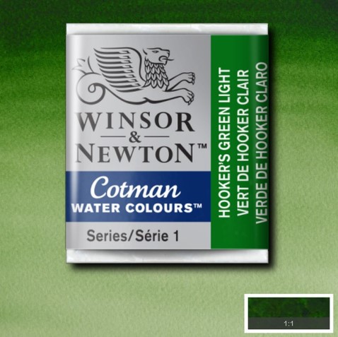 CWC-314 WINSOR & NEWTON                                              | ACUARELA COTMAN EN PASTILLA 1/2 PAN VERDE CLARO HOOKER                                                                                                                                                                                                    